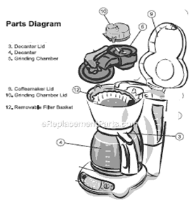 Page A Diagram and Parts List for GBX23  Mr Coffee Coffee Maker